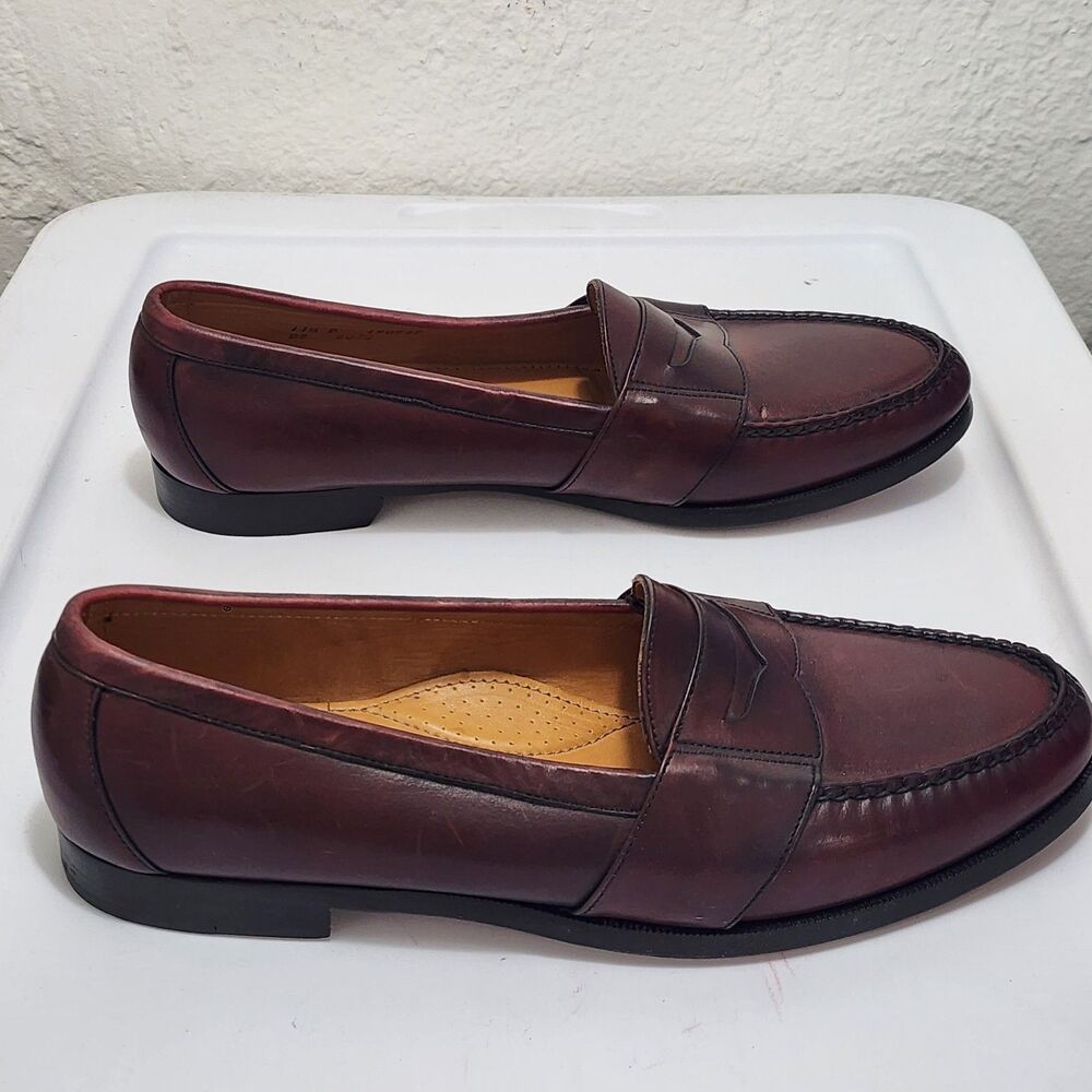 Cole Haan Made In U.S.A. Maroon Leather Shoes Penny Loafers Slip On Mens 11.5D - Picture 14 of 16